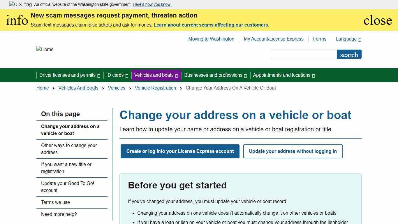 Change your address on a vehicle or boat Washington State Department of Licensing